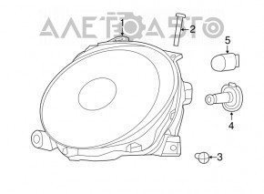Front right headlight Fiat 500 12-19