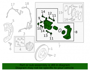 Rusty front left caliper assembly for a 2017-2019 Kia Sportage