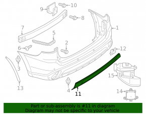 Lower rear bumper trim for Mitsubishi Outlander 2016-2018