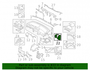 Subaru B9 Tribeca gray right side dashboard trim