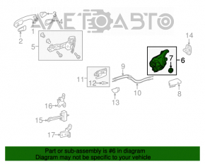 Rear left door lock for Toyota Highlander 14-19