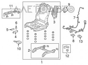 Honda Insight 19-22 passenger seat control, black, with buttons