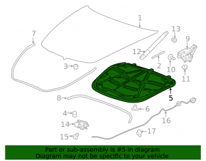 Cadillac CTS 14-19 Hood Insulation
