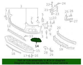 Front bumper grille right Audi A5 F5 19-19 without radar, black, S-Line