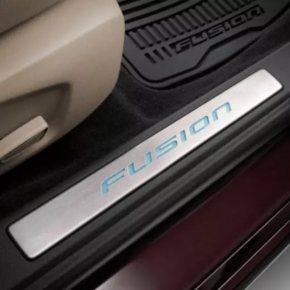 Door sill trim front left Ford Fusion mk5 13-20 black with chrome insert and backlight
