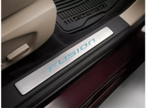 Door sill trim front left Ford Fusion mk5 13-20 black with chrome insert and backlight