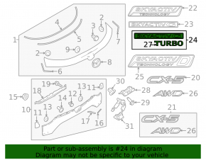 Emblem inscription SKYACTIV G TURBO trunk door Mazda CX-5 22-25