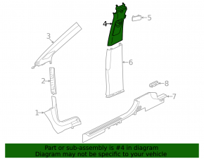 Upper center pillar trim under belt right Volkswagen ID.4 21-23 black