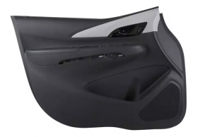 Door trim panel, front left, Chevrolet Bolt 17 - dark gray, rubber armrest, white plastic insert, no lock button, scratches