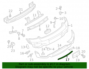 Rear bumper molding, central, lower, Mini Cooper Countryman R60 11-16, S model