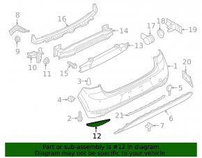 Reflector rear left VW Golf 15-17