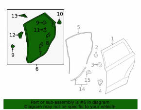 Door seal rear right Subaru Legacy 15-19
