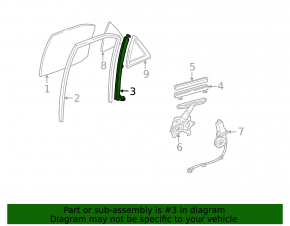 Rear left door glass guide for Lexus RX300 98-03