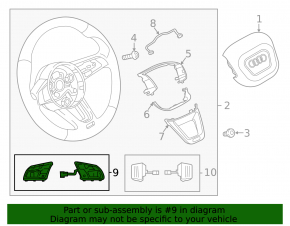 Steering wheel control buttons assembly Audi Q5 80A 21-23 for heated steering wheel