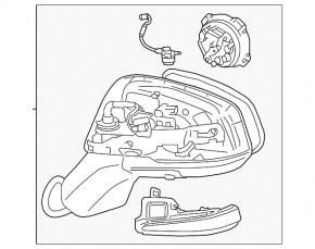 Right side mirror assembly Toyota Rav4 19-25 3-pin, structure