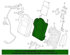 Rear seat back trim, 2nd row, right, Nissan Murano 25-26 Platinum, combined leather, dark gray and brown, heated, dents