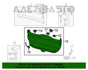 Lower tailgate trim Porsche Panamera 14-16 black, without washer