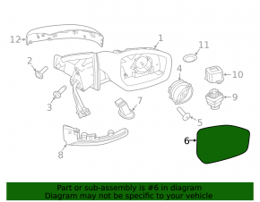 Left mirror element for Land Rover Discovery Sport 17-25 with position memory