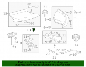Left trunk curtain mount for Toyota Prius 50 16-22