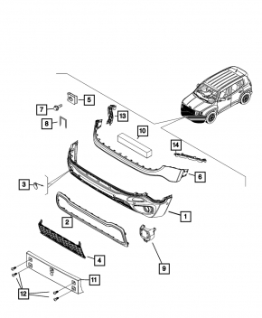 Jeep Renegade 19-23 front bumper upper part