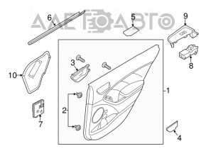 Door trim card rear right Kia Forte 4d 14-16 pre-rest black