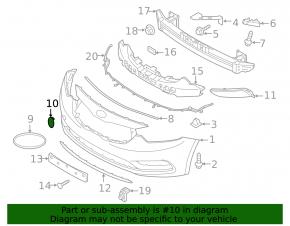 Kia Forte 4d 14-16 front bumper towing hook cap