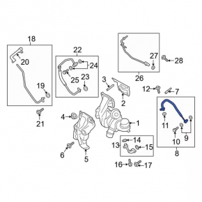 Lincoln MKC 15- 2.0T Turbo Oil Feed Pipe Type 2