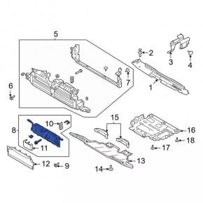 Upper radiator deflector louver assembly for Ford Bronco 2021-2025