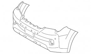 Bare front bumper for Lexus GX460 10-13 pre-restyling, with parking sensors