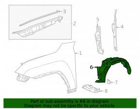 Front left fender liner for Lexus LX 22-26