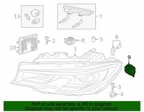 Daytime running light module (DRL), right, BMW 3 G20 19-22