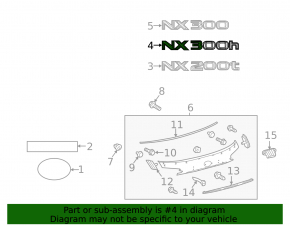 Emblem inscription NX350h trunk door Lexus NX 15-21