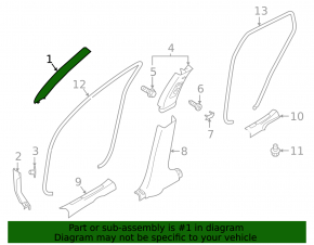 Infiniti QX50 19-20 black front pillar trim, left