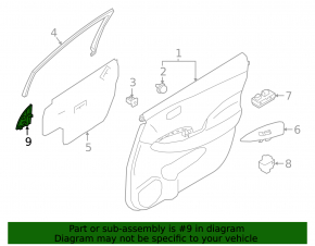 Side mirror plug front left Nissan Leaf 18- black