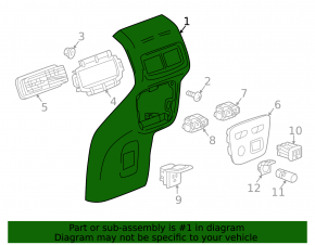 Chevrolet Equinox 18-24 rear center console trim, black