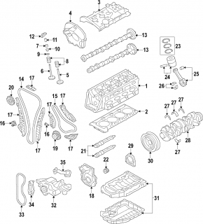 Timing chain tensioner large chain Audi A4 B9 17- 2.0T