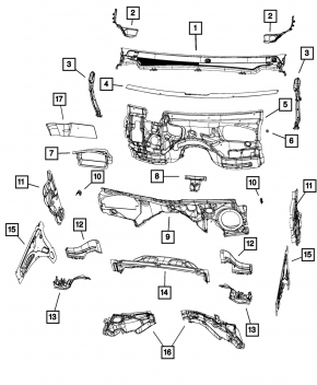 Right windshield wiper seal for Jeep Grand Cherokee WK2 16-22 scratches