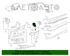 Air duct deflector with trim front center left Toyota Highlander 14-19