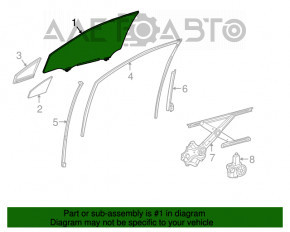 Front left door glass Lexus RX350 RX450h 16-22
