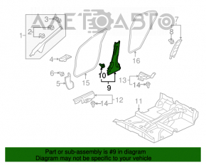 Lower right center pillar trim for Honda Civic 4D 06-09