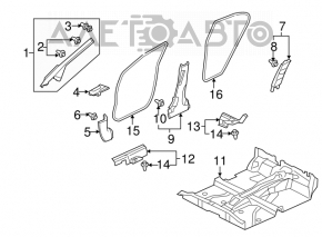 Lower right center pillar trim for Honda Civic 4D 06-09