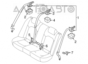 Rear center seat belt Hyundai Sonata 15-19 beige