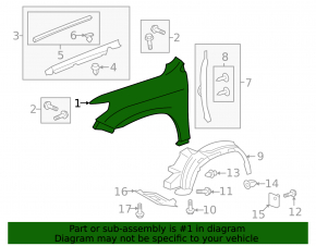 Front right fender Toyota Land Cruiser 16-21 rest.