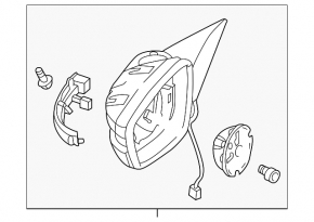 Side mirror right VW Beetle 12-19 6 pins, turn signal