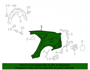 Quarter wing rear right Toyota Avalon 13-18