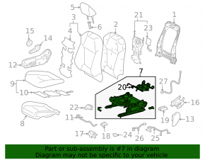 Left passenger seat runner for Toyota Venza 21-24, mechanical, without frame