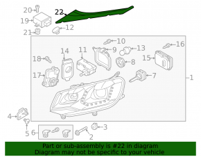 Headlight cover upper left VW Touareg 11-17