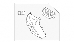 Rear center console trim for Kia K5 21-24 FWD, black, with USB port