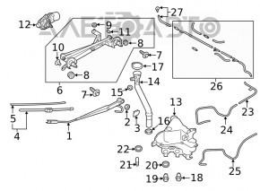 Left wiper arm for Subaru Forester 25-26