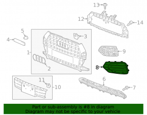 Front bumper grille frame left Audi Q3 8U 16-18 under the bumper from 2 parts